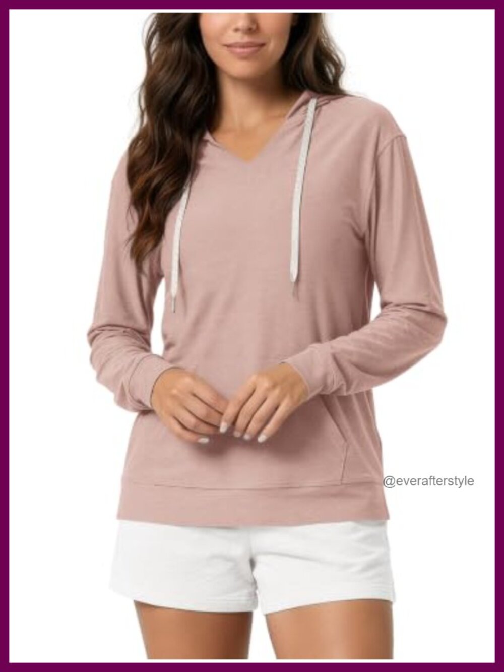 Oversized V-Neck Hoodie Ultra Soft Pullover Side Slit Kangaroo Pocket